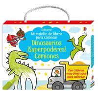 MI MALETIN DE LIBROS PARA COLOREAR 2 - DINOSAURIOS, ¡SUPERPODERES!, CAMIONES